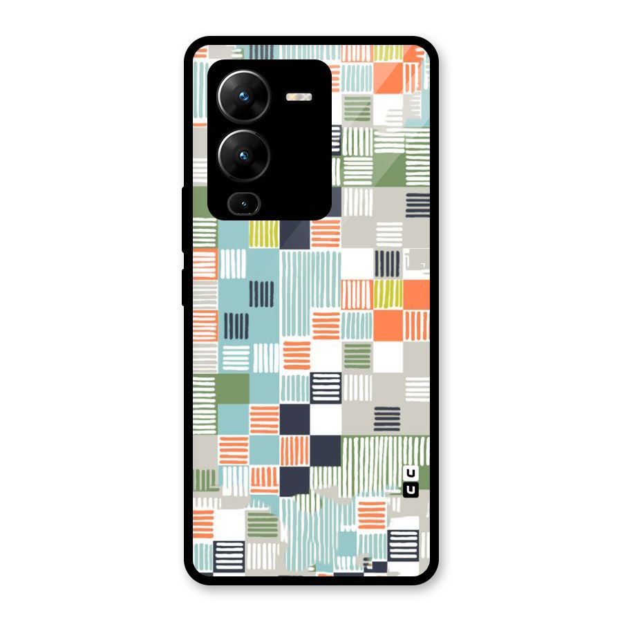 Tiny Boxes Stripes Glass Back Case for Vivo V25 Pro