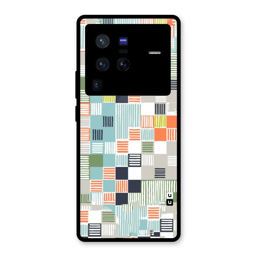 Tiny Boxes Stripes Glass Back Case for Vivo X80 Pro