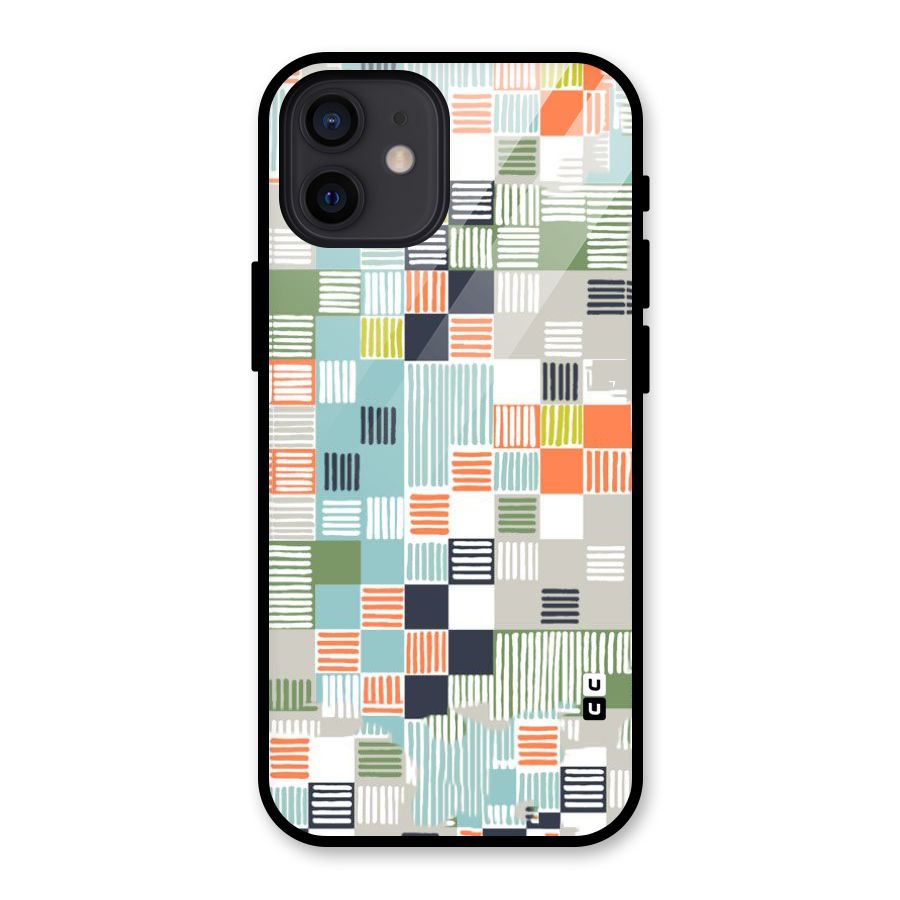 Tiny Boxes Stripes Glass Back Case for iPhone 12