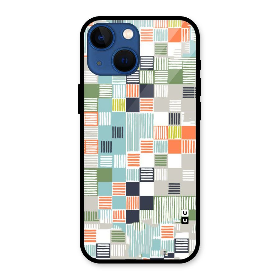 Tiny Boxes Stripes Glass Back Case for iPhone 13 Mini