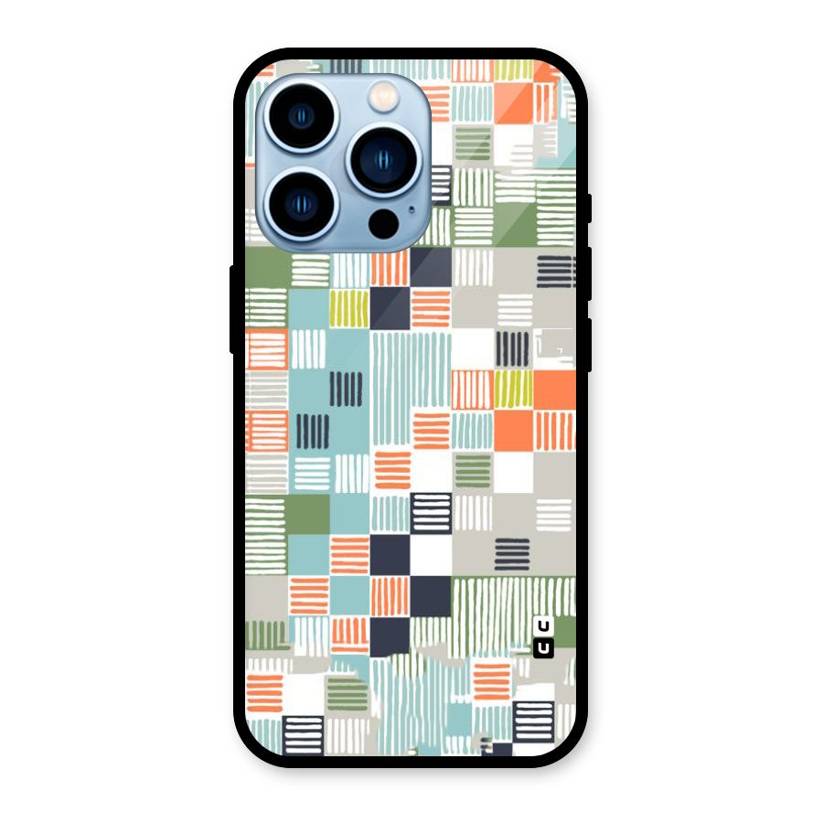 Tiny Boxes Stripes Glass Back Case for iPhone 13 Pro