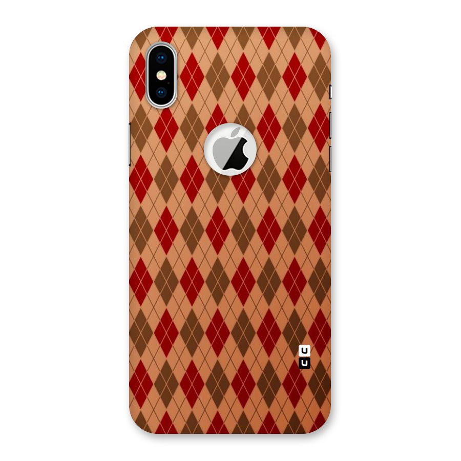 Tiny Checks Diamond Back Case for iPhone XS Logo Cut