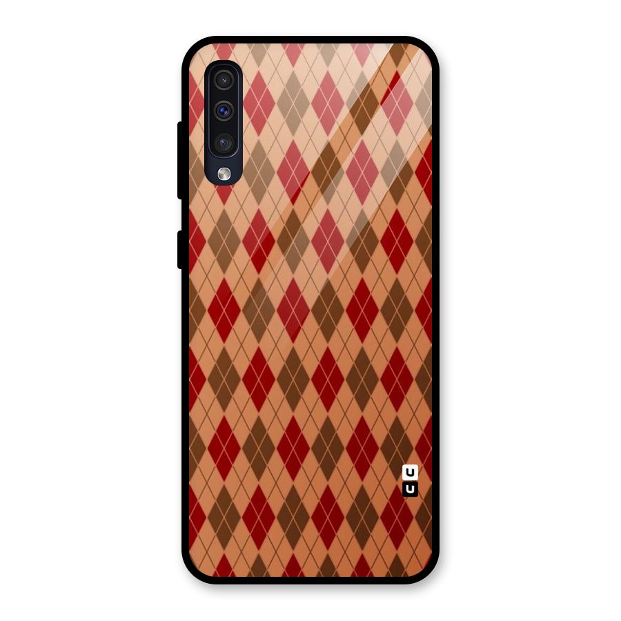 Tiny Checks Diamond Glass Back Case for Galaxy A50