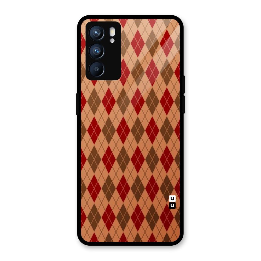 Tiny Checks Diamond Glass Back Case for Oppo Reno6 5G