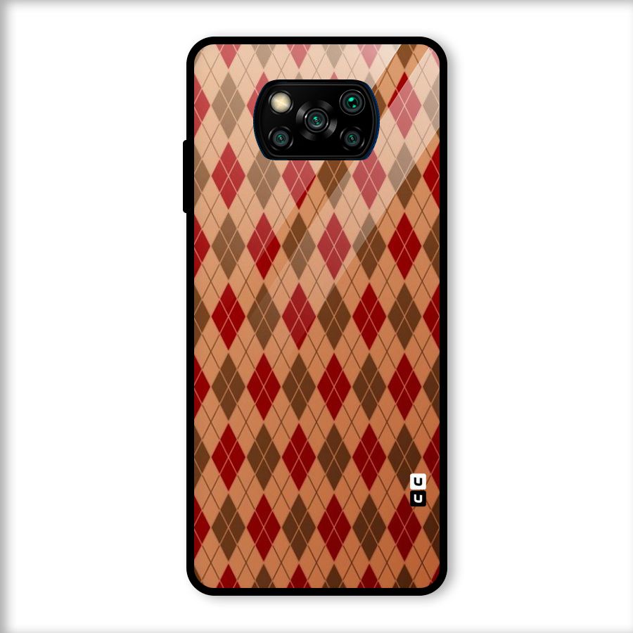 Tiny Checks Diamond Glass Back Case for Poco X3