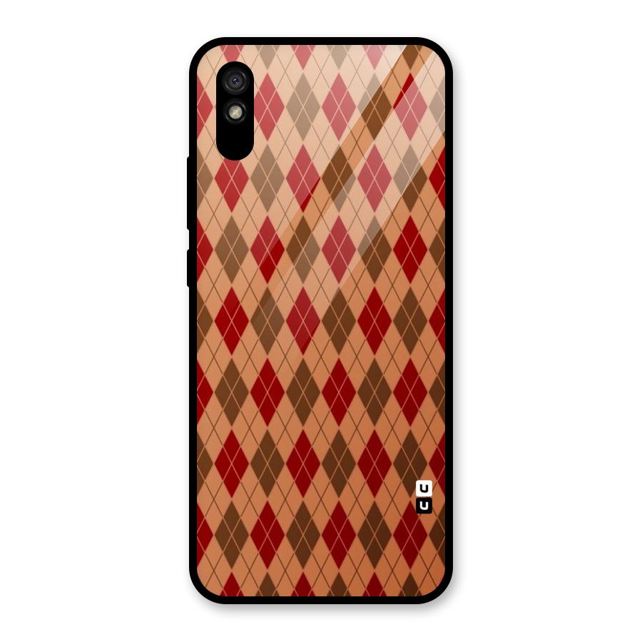 Tiny Checks Diamond Glass Back Case for Redmi 9A