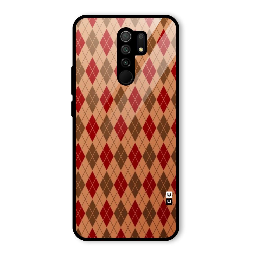 Tiny Checks Diamond Glass Back Case for Redmi 9 Prime