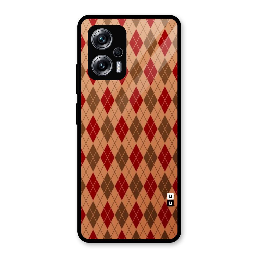 Tiny Checks Diamond Glass Back Case for Redmi K50i