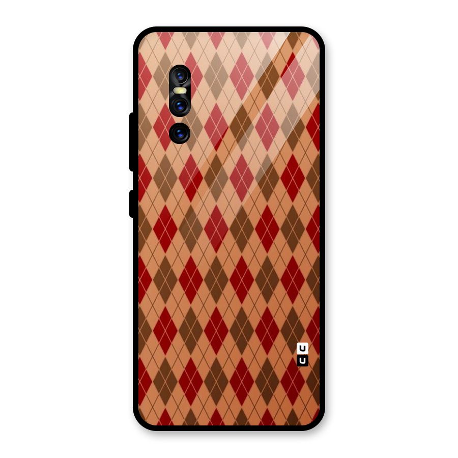 Tiny Checks Diamond Glass Back Case for Vivo V15 Pro