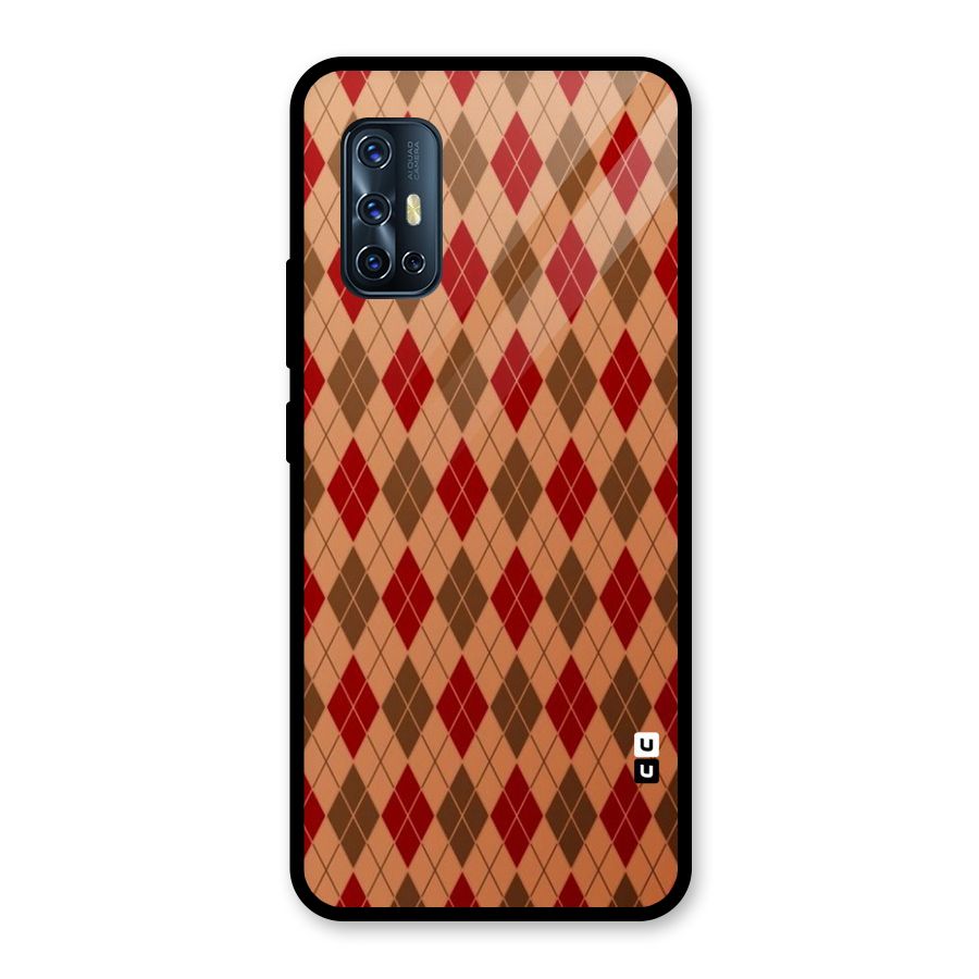 Tiny Checks Diamond Glass Back Case for Vivo V17