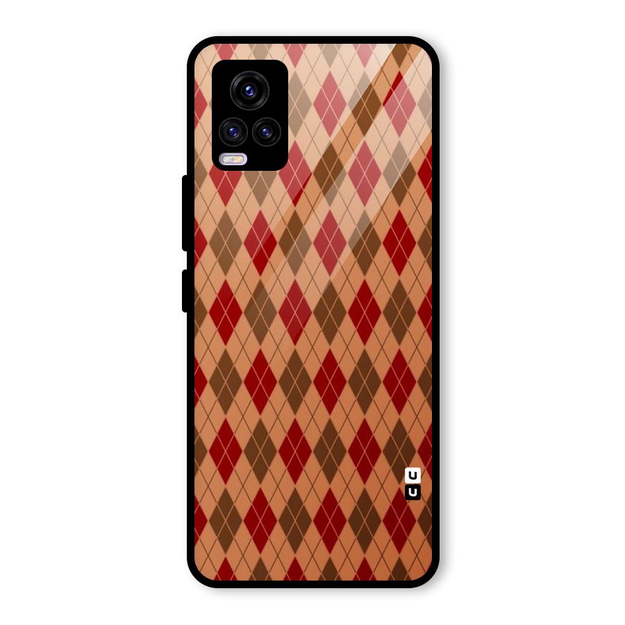 Tiny Checks Diamond Glass Back Case for Vivo V20