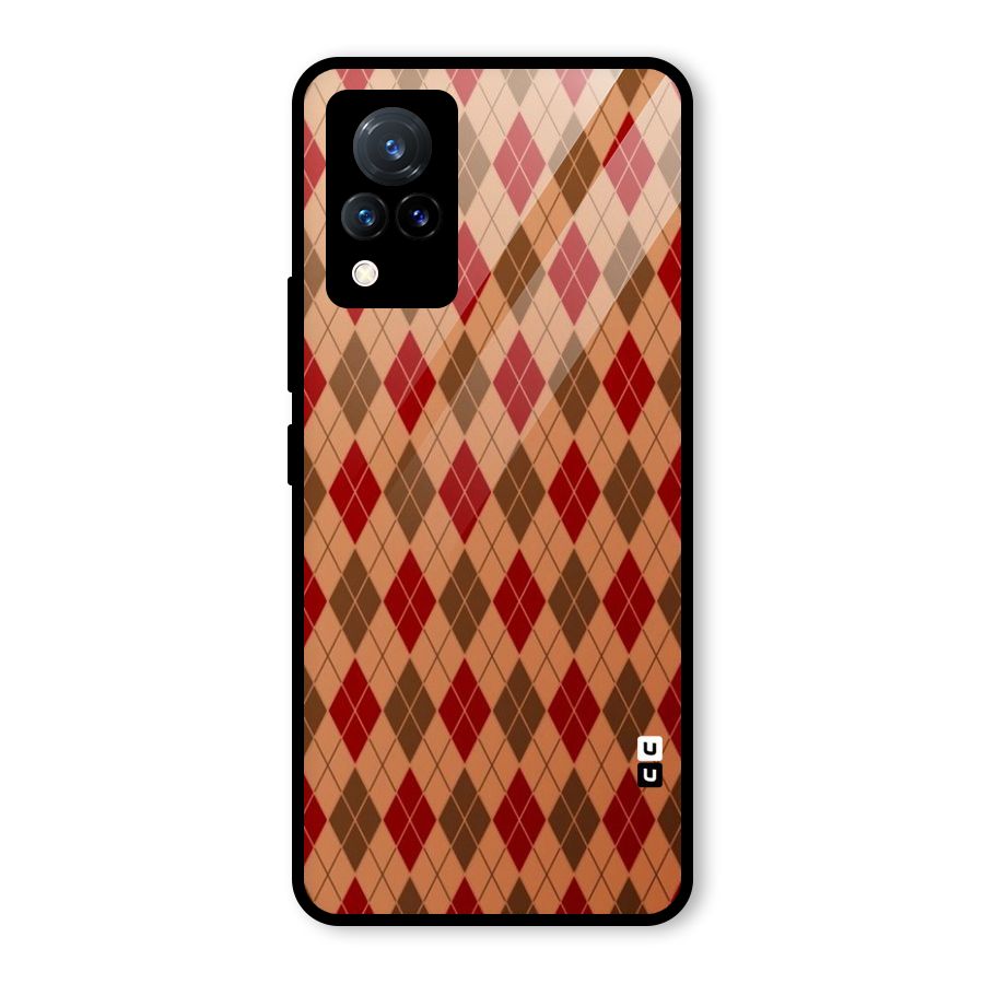 Tiny Checks Diamond Glass Back Case for Vivo V21 5G