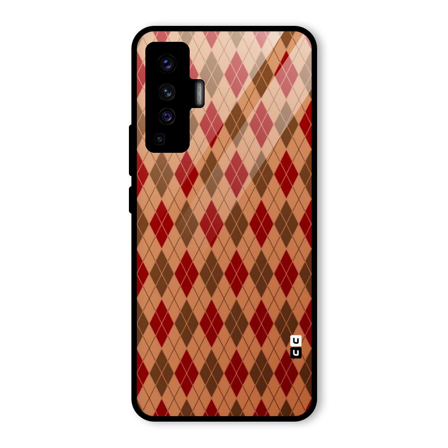 Tiny Checks Diamond Glass Back Case for Vivo X50