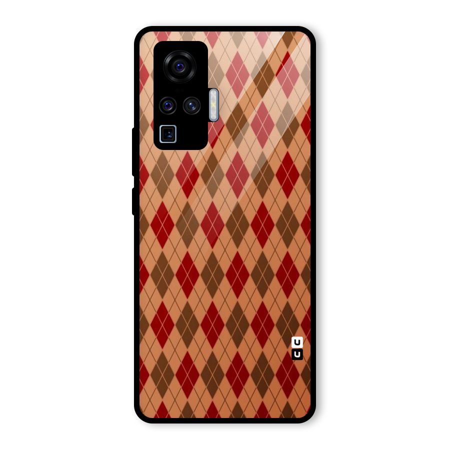 Tiny Checks Diamond Glass Back Case for Vivo X50 Pro
