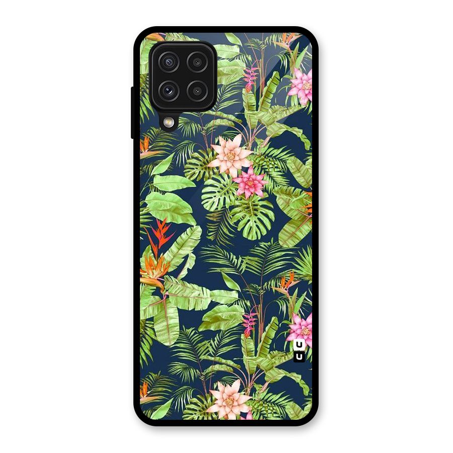 Tiny Flower Leaves Glass Back Case for Galaxy A22 4G