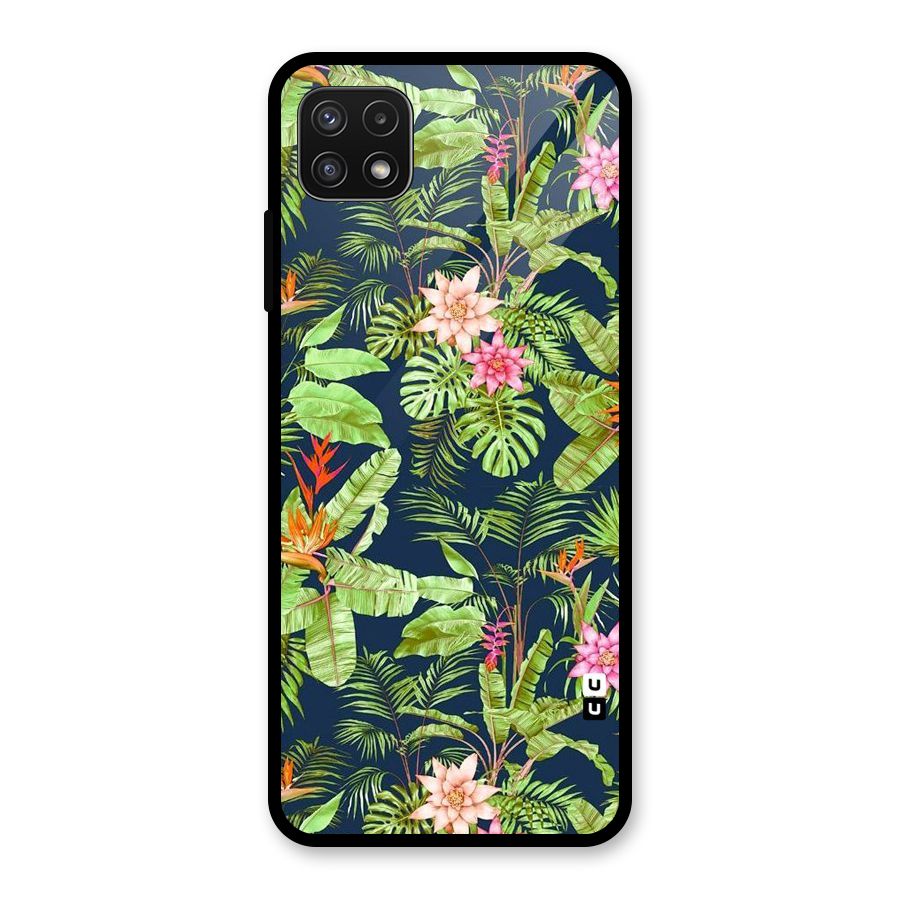 Tiny Flower Leaves Glass Back Case for Galaxy A22 5G