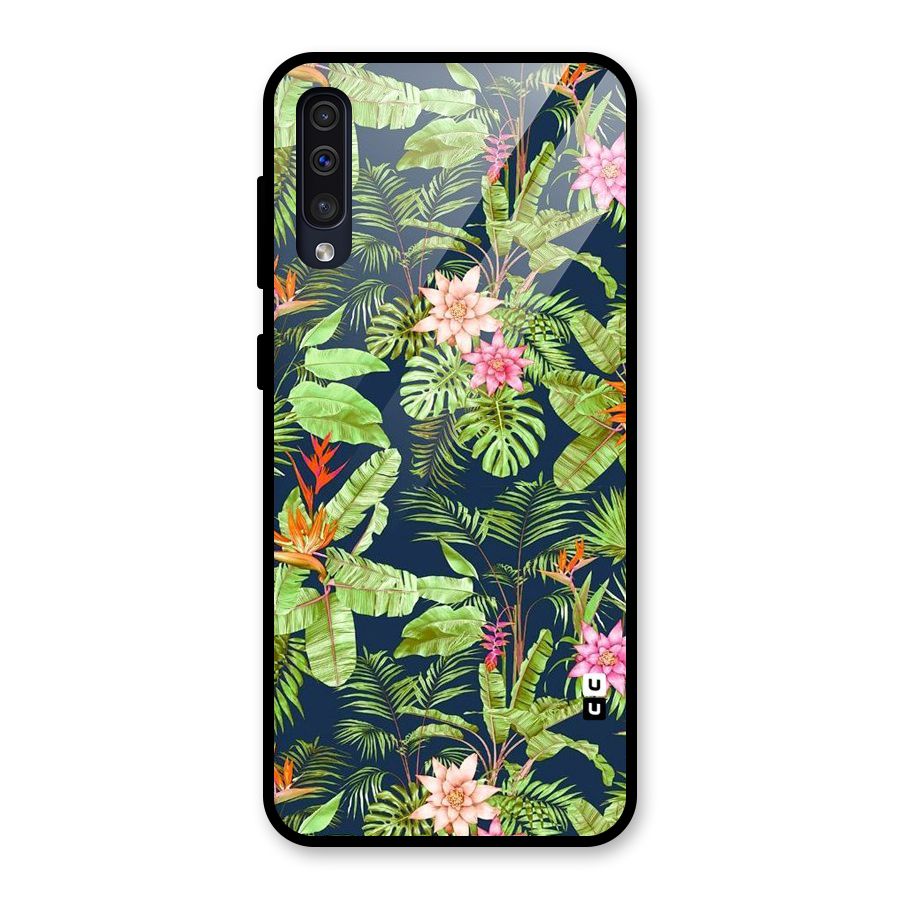 Tiny Flower Leaves Glass Back Case for Galaxy A50