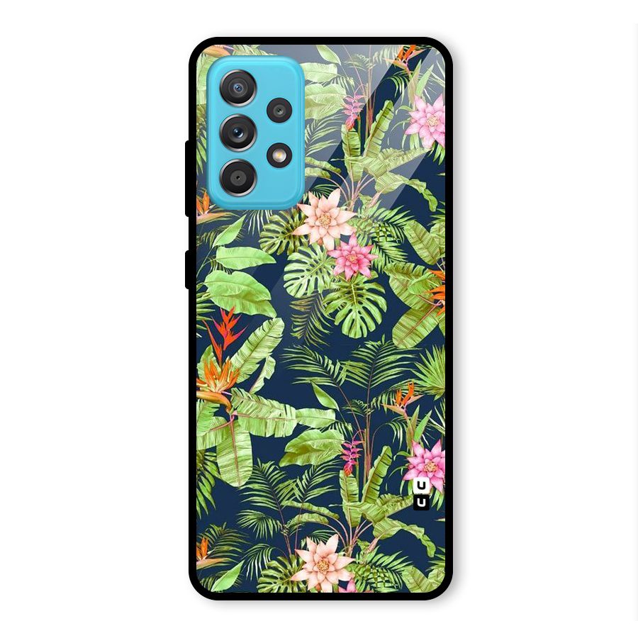Tiny Flower Leaves Glass Back Case for Galaxy A52