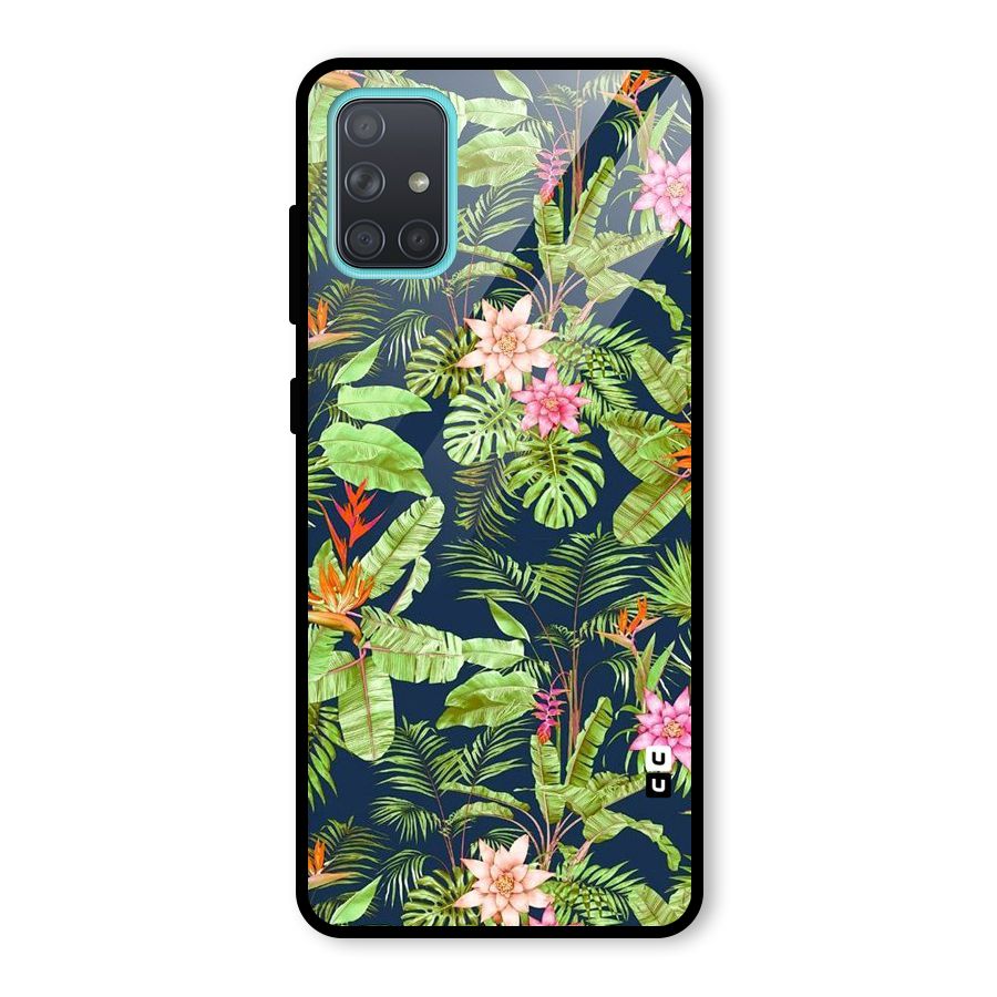Tiny Flower Leaves Glass Back Case for Galaxy A71