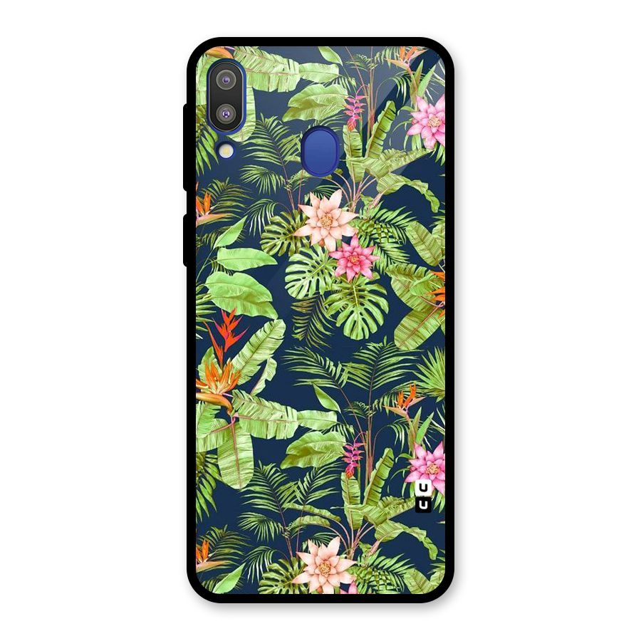 Tiny Flower Leaves Glass Back Case for Galaxy M20