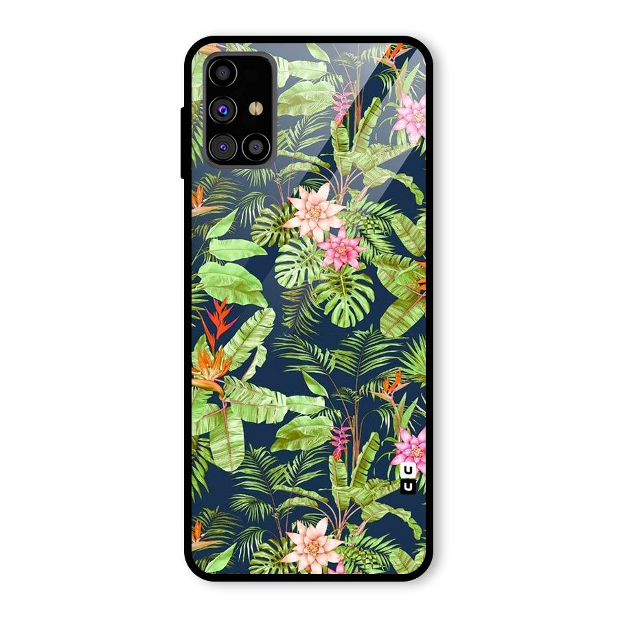 Tiny Flower Leaves Glass Back Case for Galaxy M31s