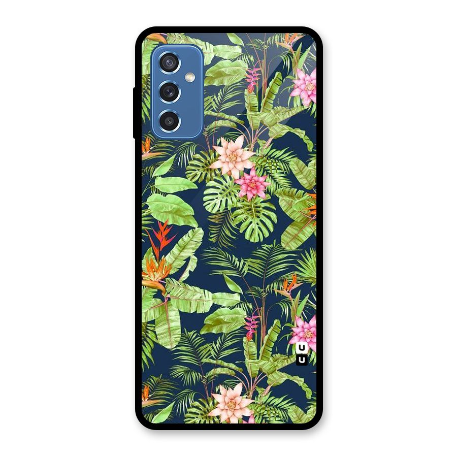 Tiny Flower Leaves Glass Back Case for Galaxy M52 5G