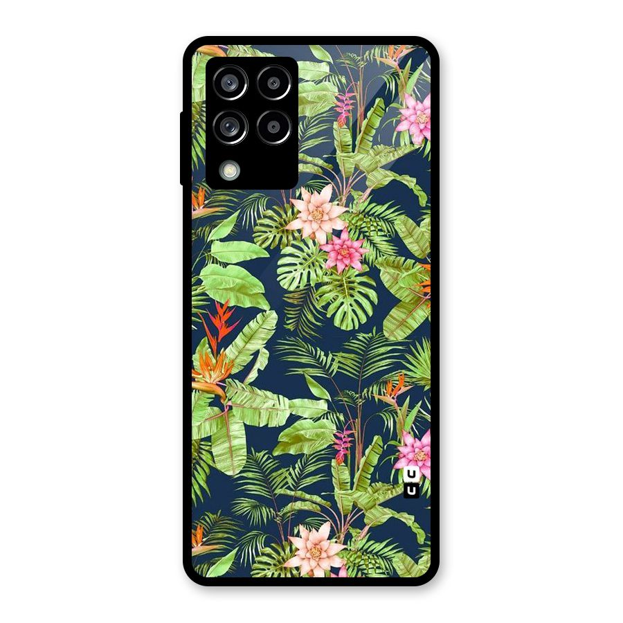 Tiny Flower Leaves Glass Back Case for Galaxy M53 5G