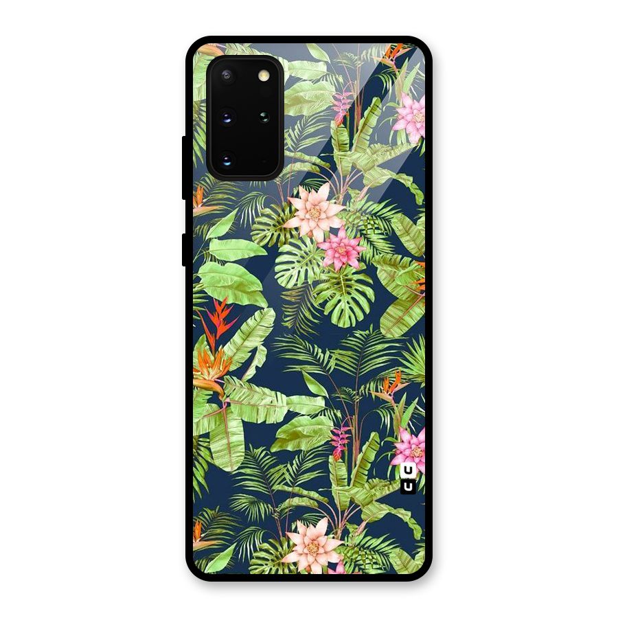 Tiny Flower Leaves Glass Back Case for Galaxy S20 Plus