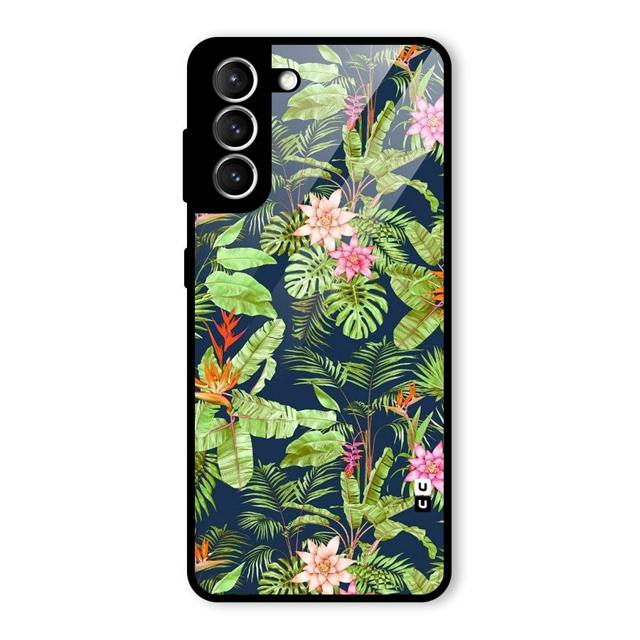 Tiny Flower Leaves Glass Back Case for Galaxy S21 5G