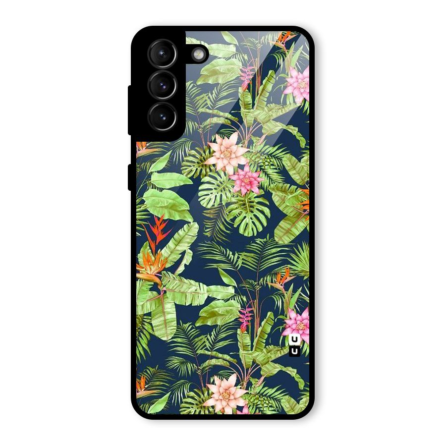 Tiny Flower Leaves Glass Back Case for Galaxy S21 Plus