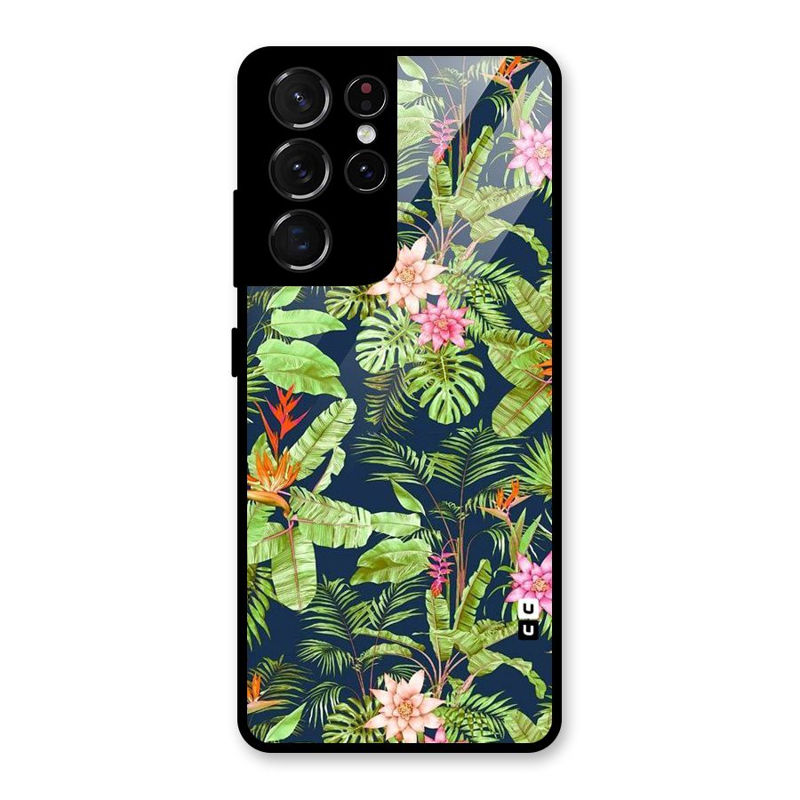 Tiny Flower Leaves Glass Back Case for Galaxy S21 Ultra 5G