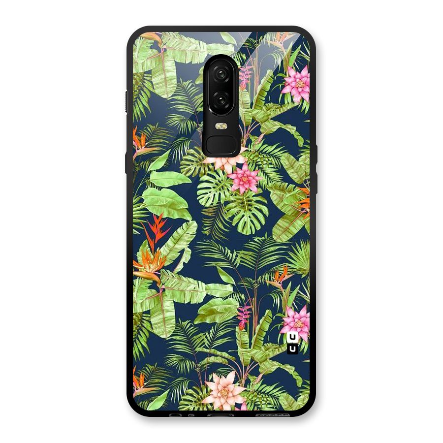 Tiny Flower Leaves Glass Back Case for OnePlus 6