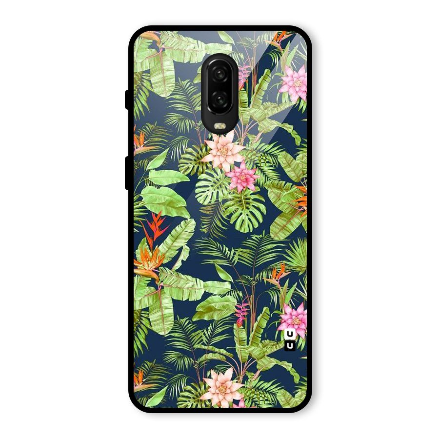 Tiny Flower Leaves Glass Back Case for OnePlus 6T
