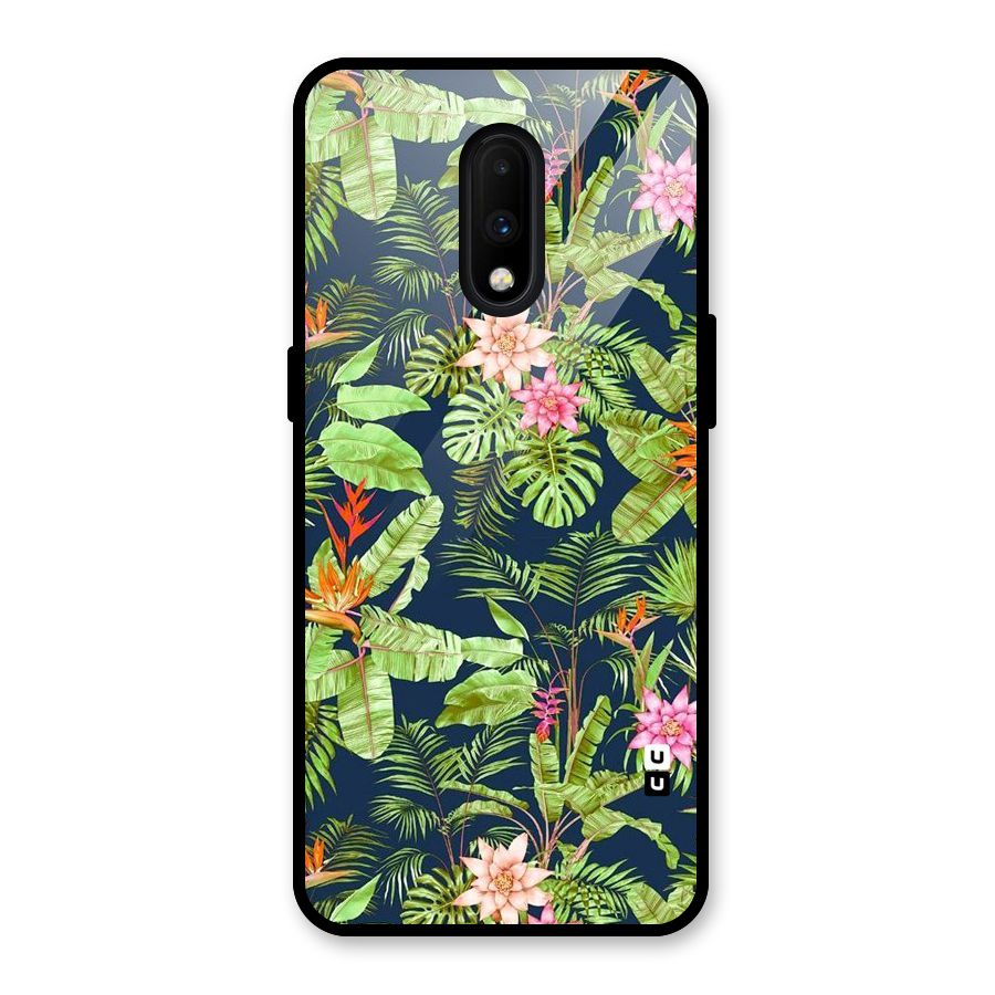 Tiny Flower Leaves Glass Back Case for OnePlus 7