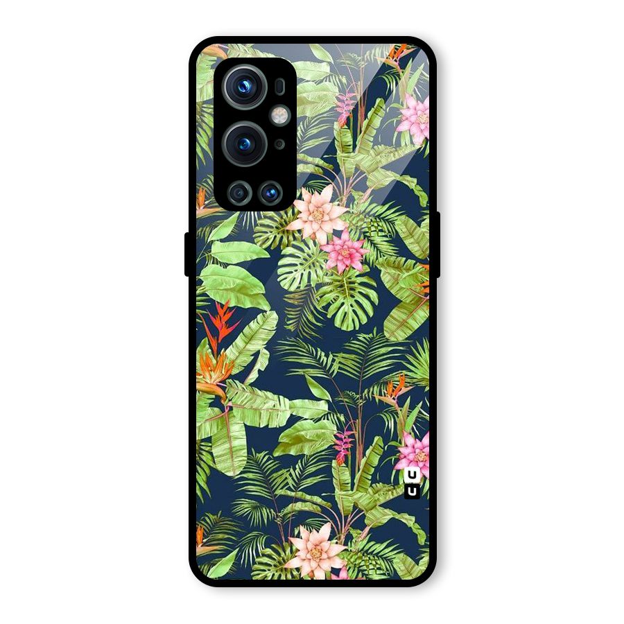 Tiny Flower Leaves Glass Back Case for OnePlus 9 Pro