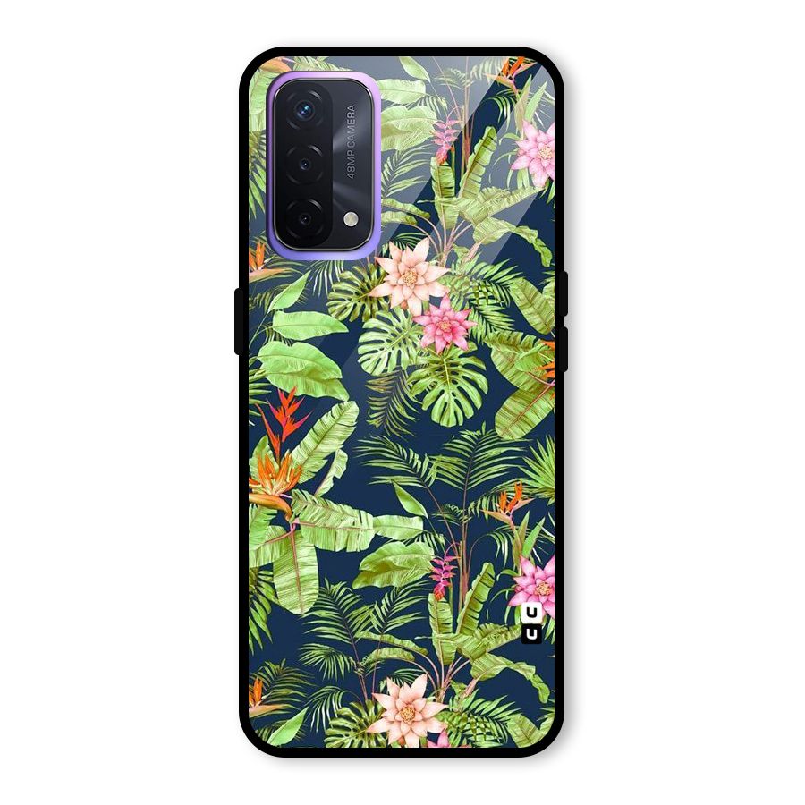 Tiny Flower Leaves Glass Back Case for Oppo A74 5G