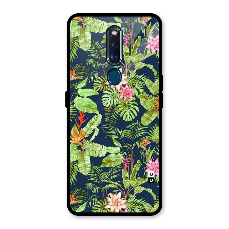 Tiny Flower Leaves Glass Back Case for Oppo F11 Pro