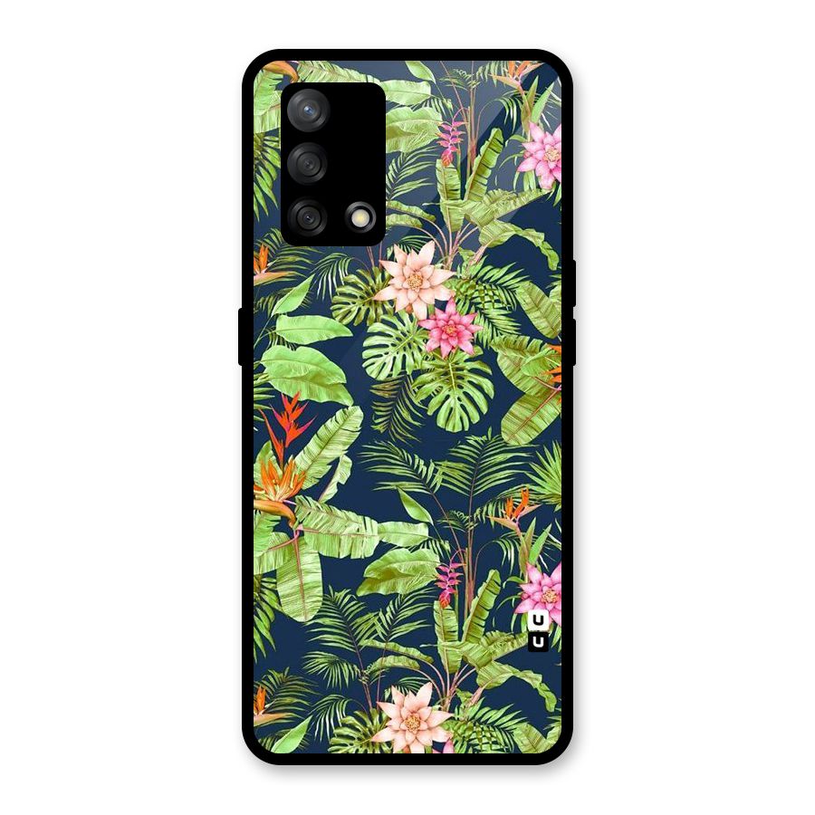 Tiny Flower Leaves Glass Back Case for Oppo F19