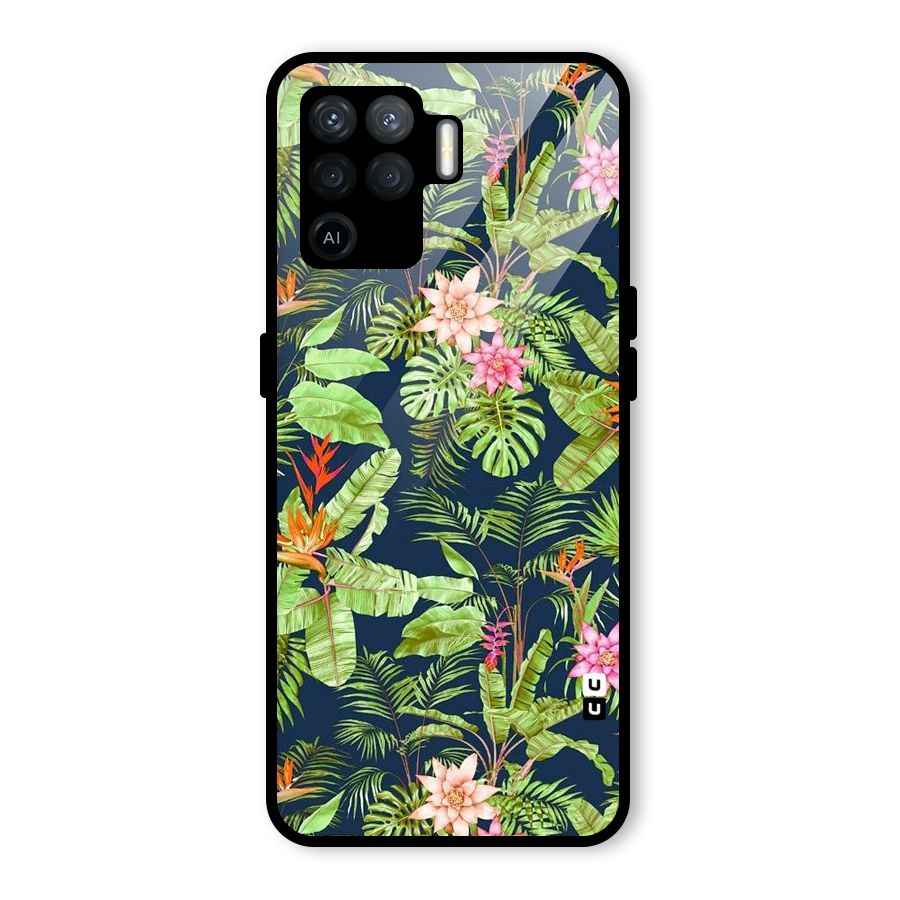Tiny Flower Leaves Glass Back Case for Oppo F19 Pro
