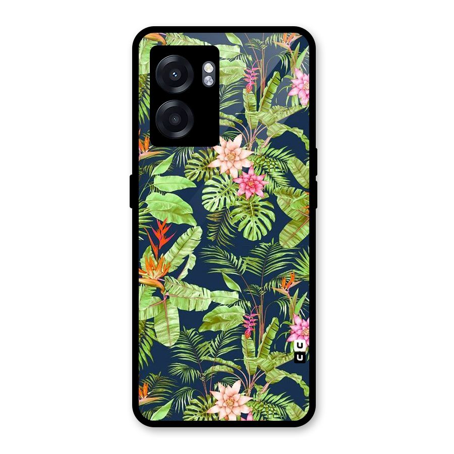 Tiny Flower Leaves Glass Back Case for Oppo K10 (5G)