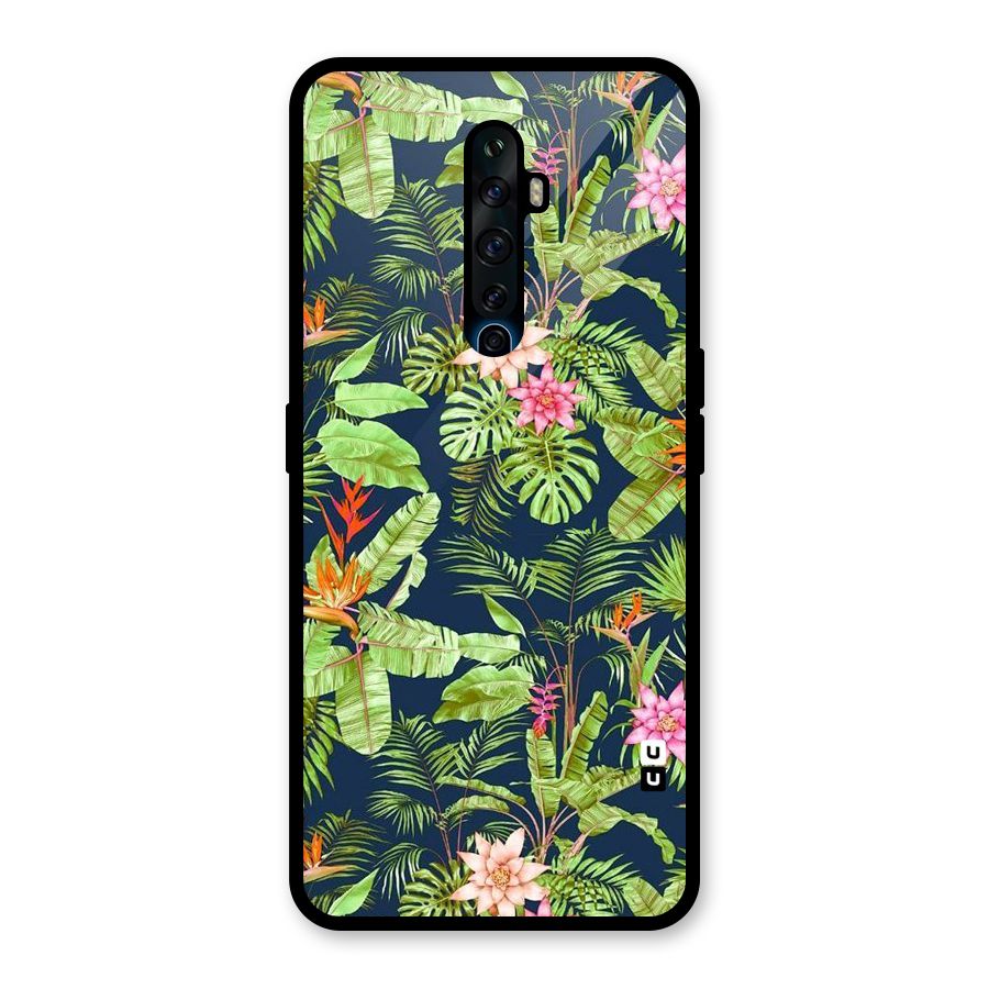 Tiny Flower Leaves Glass Back Case for Oppo Reno2 Z