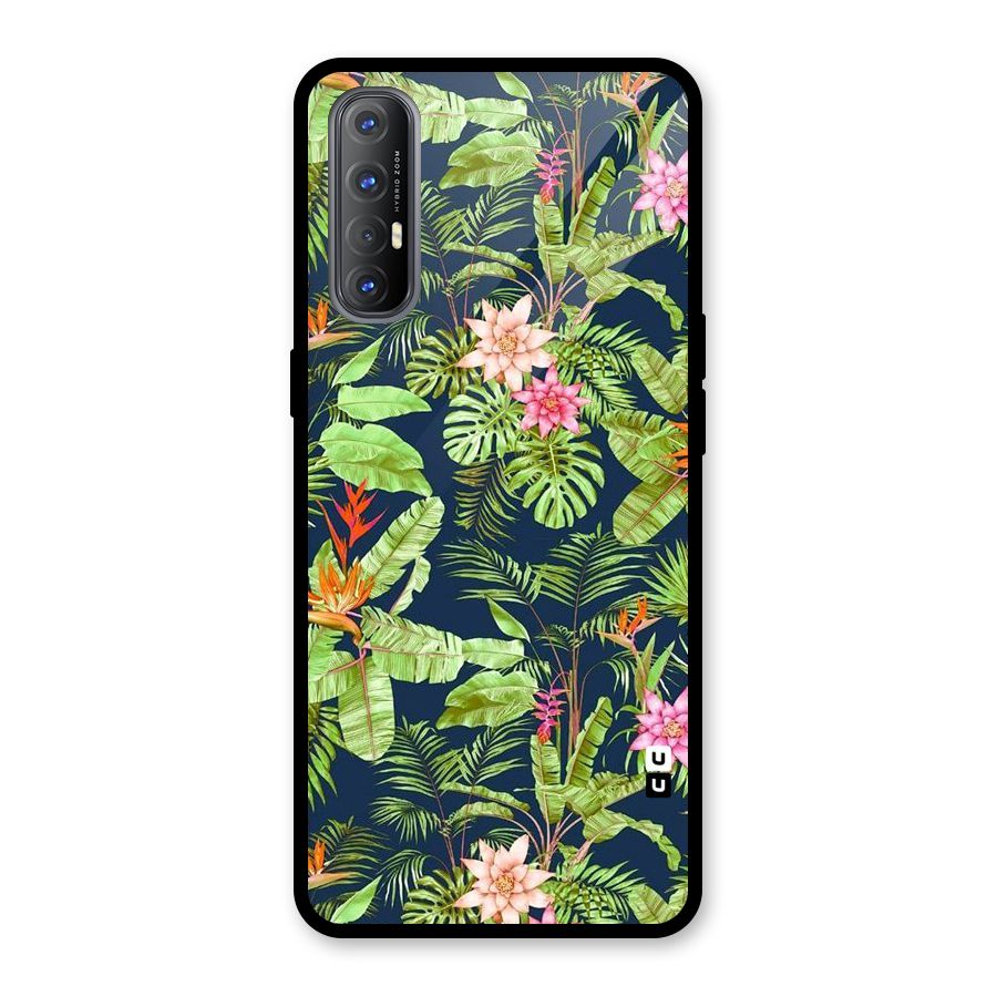 Tiny Flower Leaves Glass Back Case for Oppo Reno3 Pro