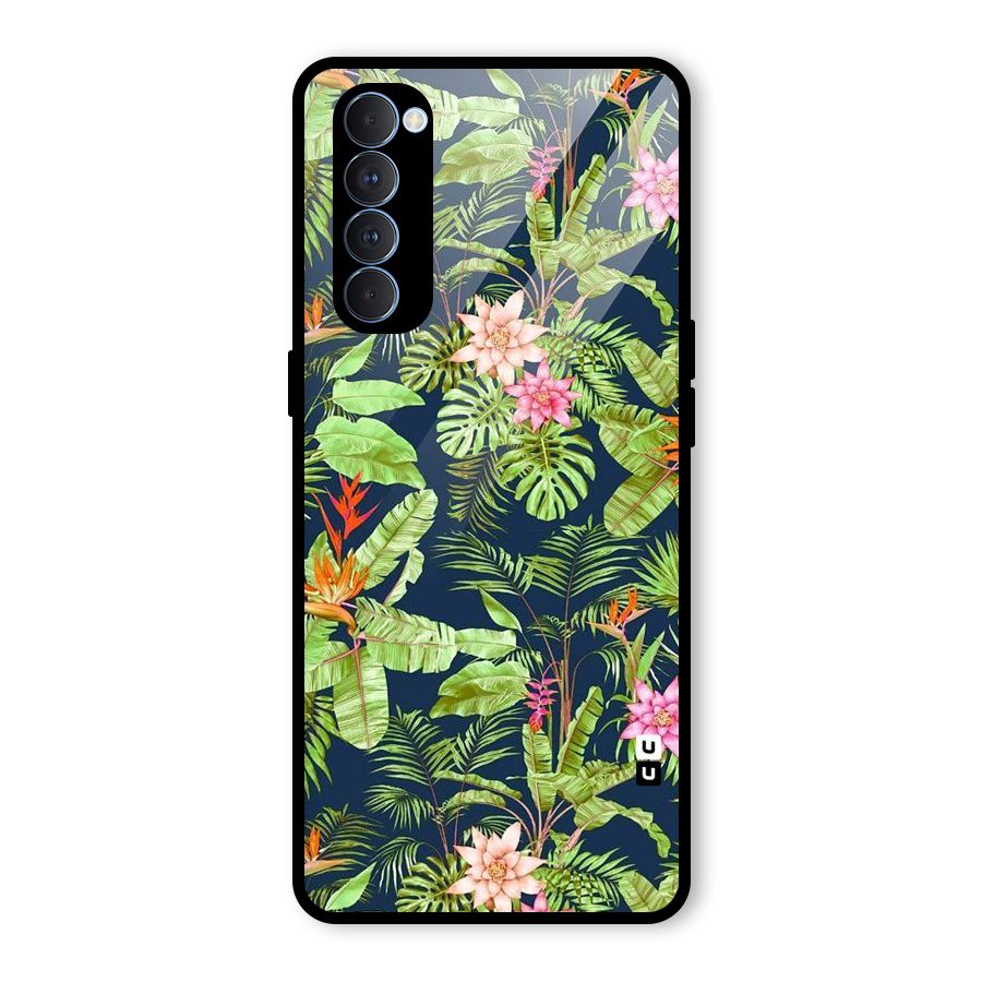 Tiny Flower Leaves Glass Back Case for Oppo Reno4 Pro