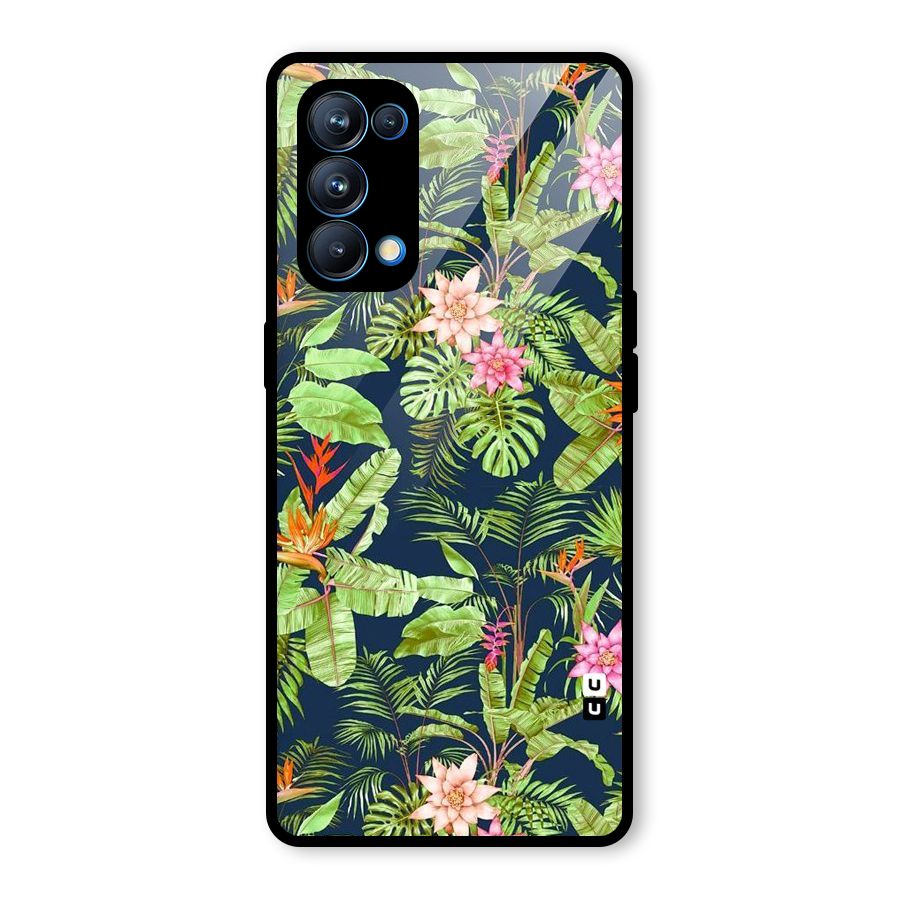 Tiny Flower Leaves Glass Back Case for Oppo Reno5 Pro 5G