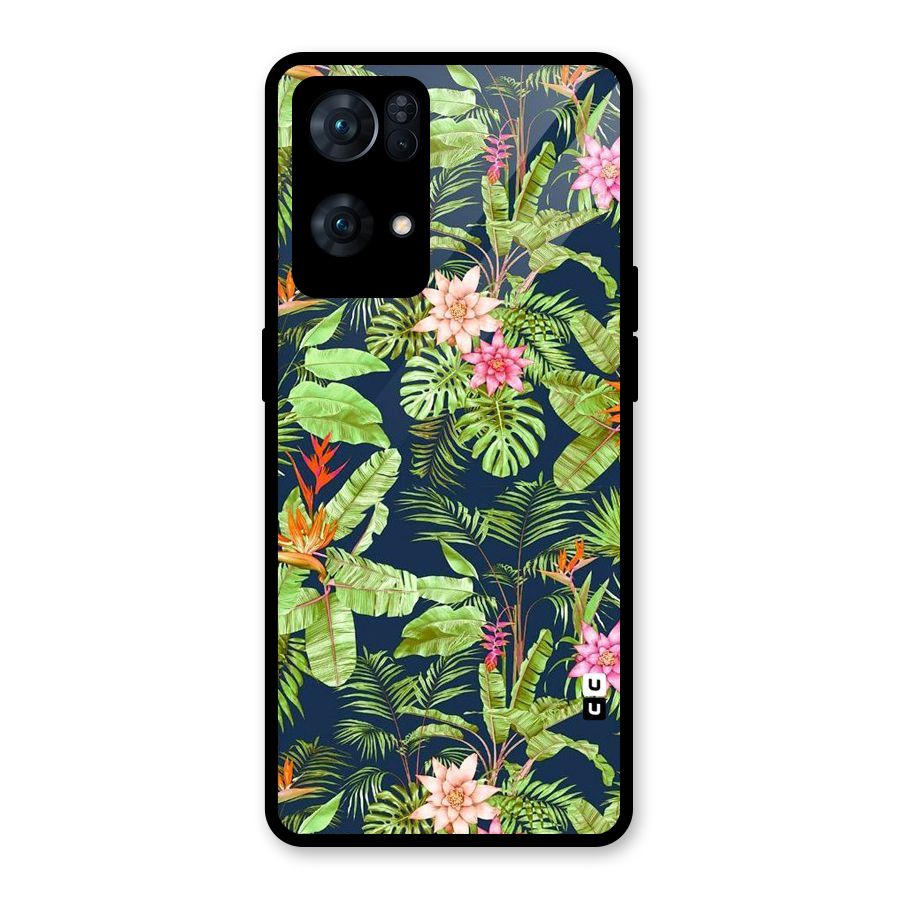 Tiny Flower Leaves Glass Back Case for Oppo Reno7 Pro 5G