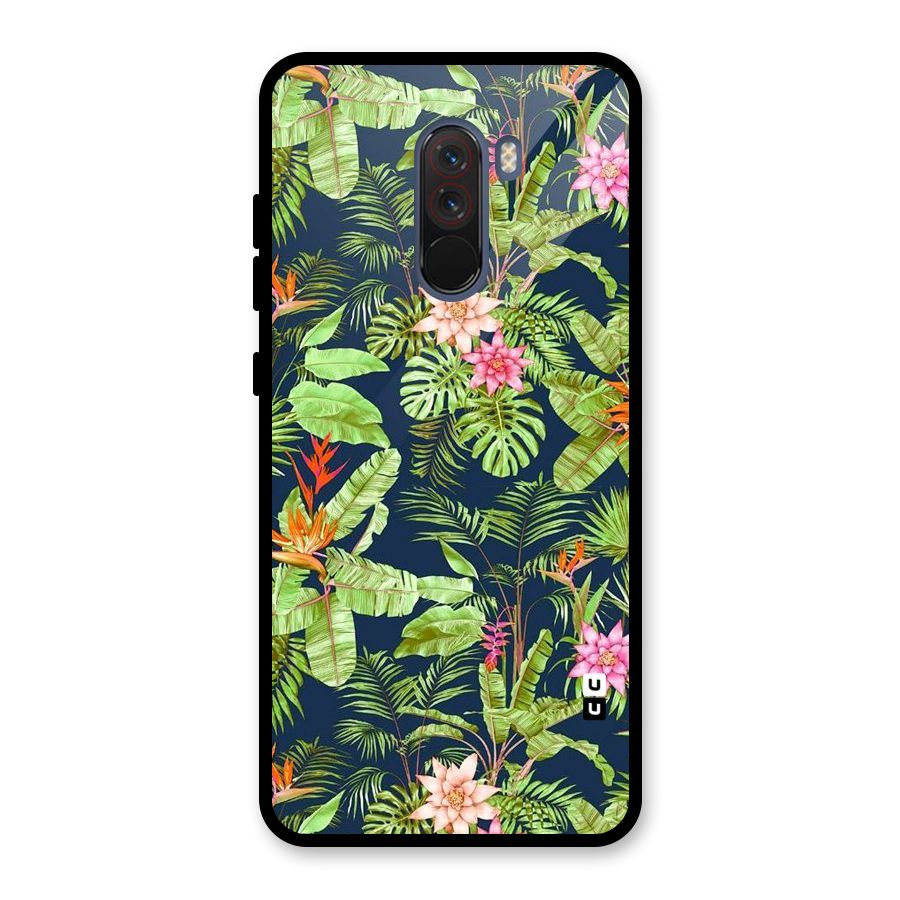 Tiny Flower Leaves Glass Back Case for Poco F1