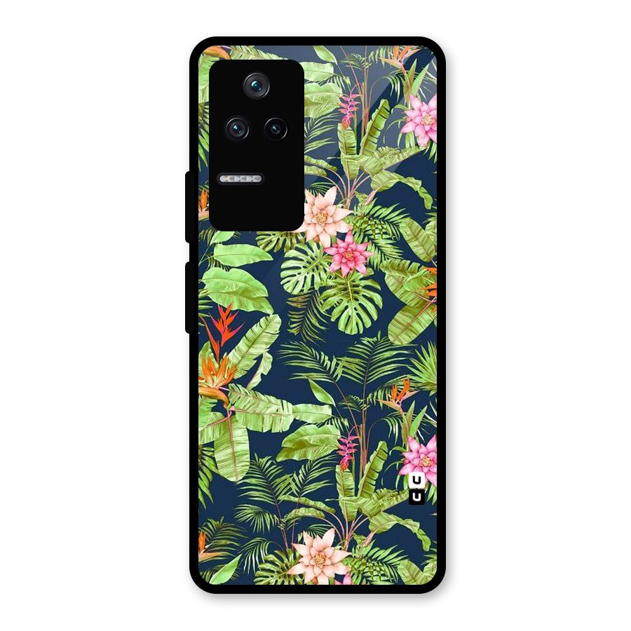Tiny Flower Leaves Glass Back Case for Poco F4 5G