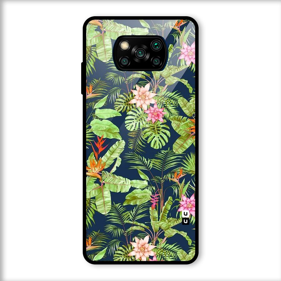 Tiny Flower Leaves Glass Back Case for Poco X3