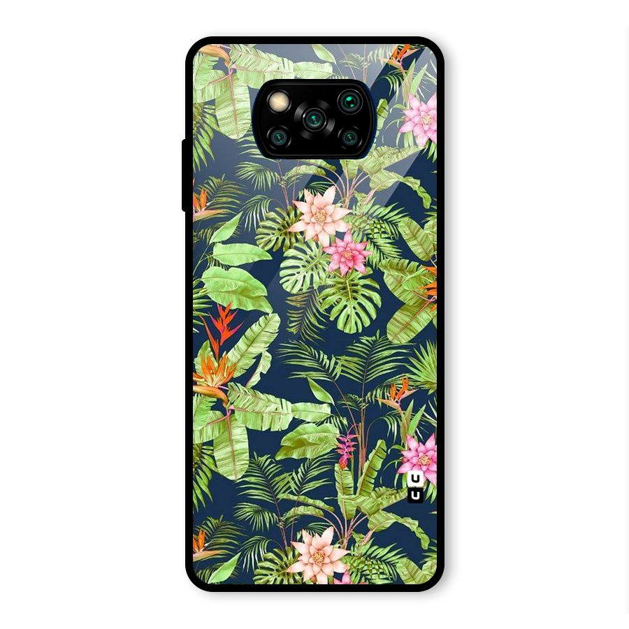 Tiny Flower Leaves Glass Back Case for Poco X3 Pro