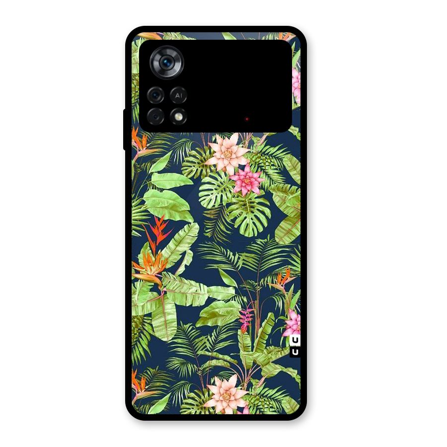 Tiny Flower Leaves Glass Back Case for Poco X4 Pro 5G